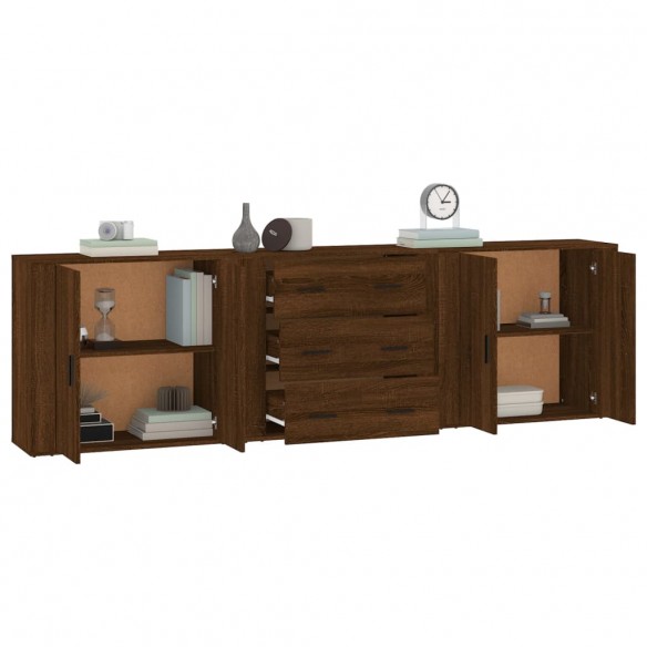 Buffets 3 pcs Chêne marron Bois d'ingénierie