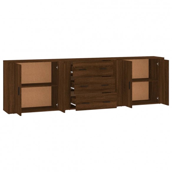 Buffets 3 pcs Chêne marron Bois d'ingénierie