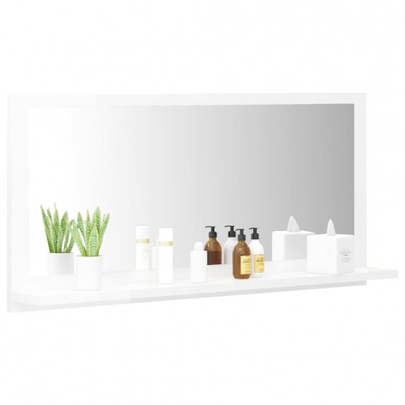 Miroir de salle de bain Blanc brillant 80x10,5x37 cm Aggloméré