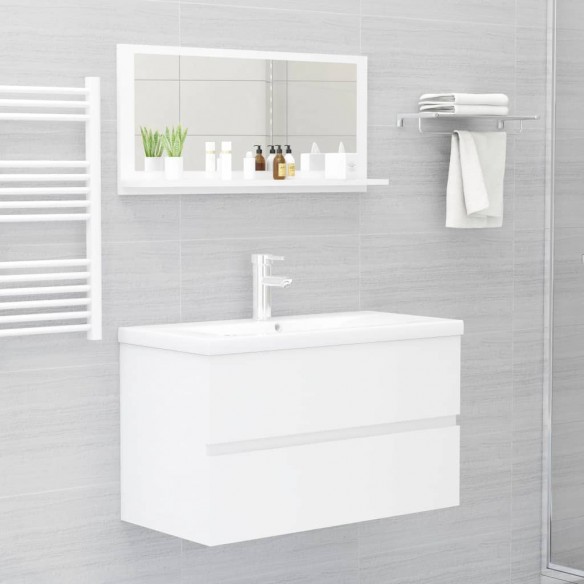 Miroir de salle de bain Blanc brillant 80x10,5x37 cm Aggloméré