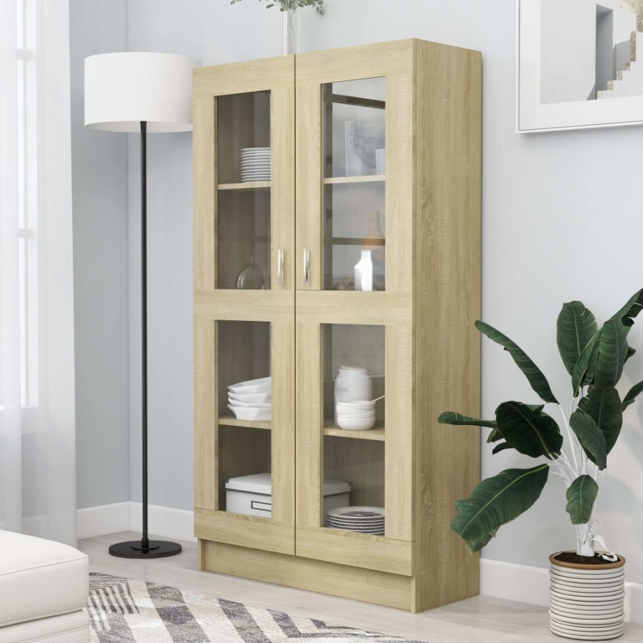 Armoire à vitrine Chêne sonoma 82,5x30,5x150 cm Aggloméré