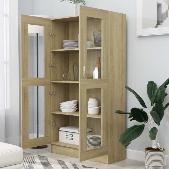 Armoire à vitrine Chêne sonoma 82,5x30,5x150 cm Aggloméré