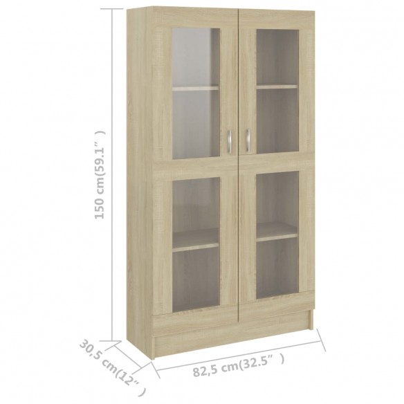 Armoire à vitrine Chêne sonoma 82,5x30,5x150 cm Aggloméré