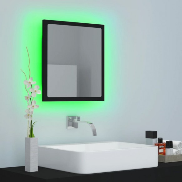 Miroir à LED de salle de bain Noir 40x8,5x37 cm Acrylique