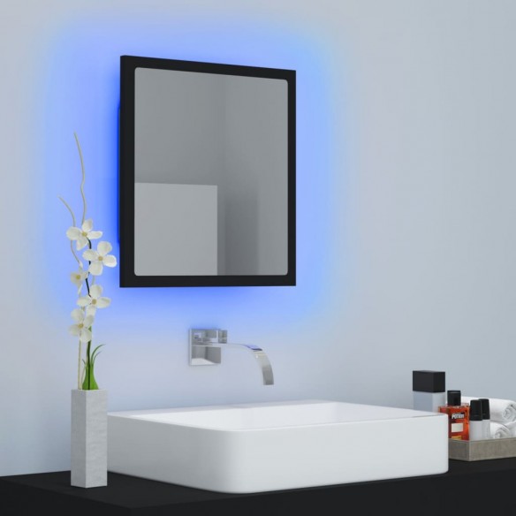 Miroir à LED de salle de bain Noir 40x8,5x37 cm Acrylique