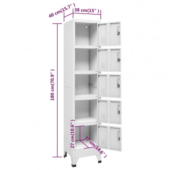 Armoire à casiers Blanc 38x40x180 cm Acier