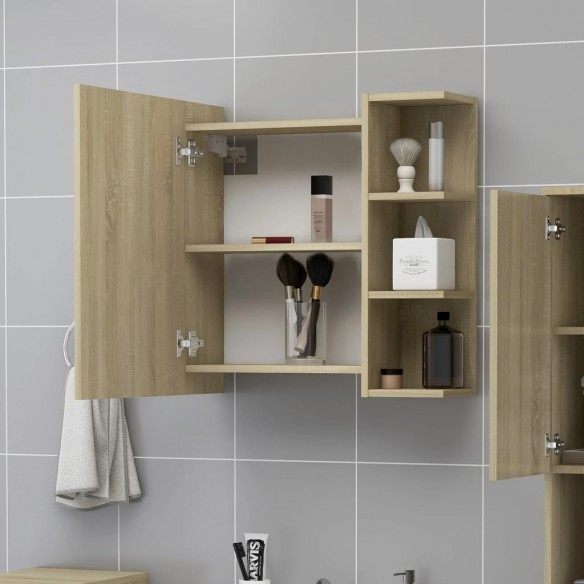 Armoire à miroir de bain Chêne sonoma 62,5x20,5x64 cm Aggloméré