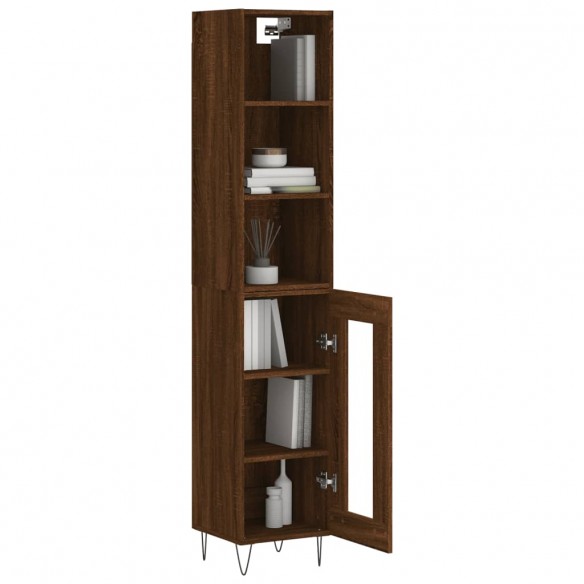 Buffet haut Chêne marron 34,5x34x180 cm Bois d'ingénierie