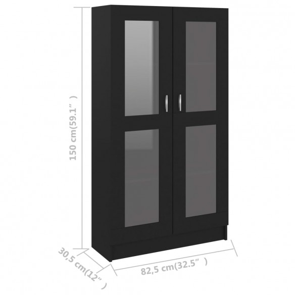 Armoire à vitrine Noir 82,5x30,5x150 cm Aggloméré
