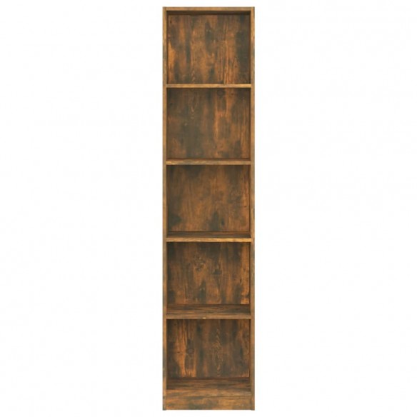 Bibliothèque 5 niveaux Chêne fumé 40x24x175cm Bois d'ingénierie