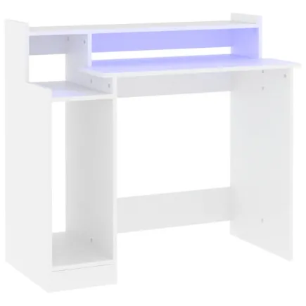 Bureau avec lumières LED Blanc 97x45x90 cm  2