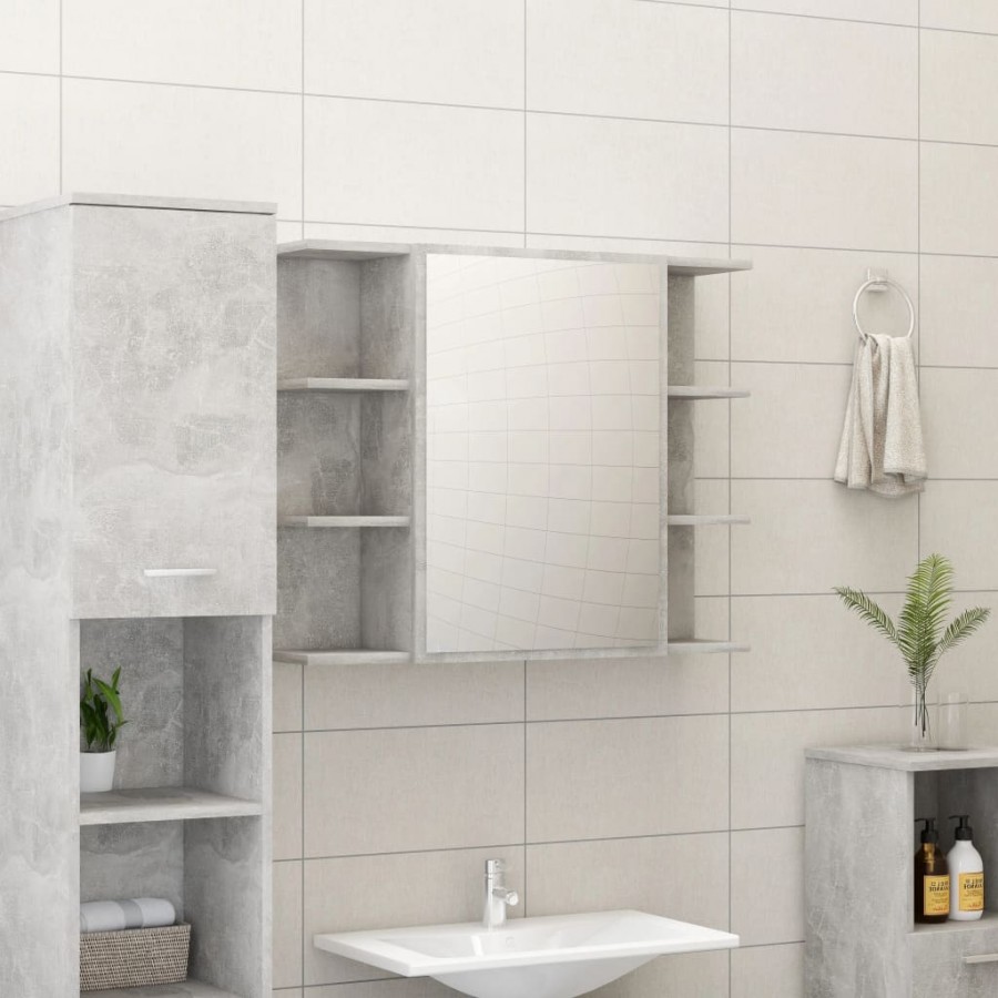 Armoire à miroir de bain Gris béton 80x20,5x64 cm Aggloméré