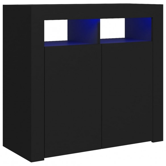 Buffet avec lumières LED noir 80x35x75 cm