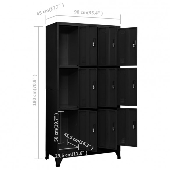 Armoire à casiers Noir 90x45x180 cm Acier