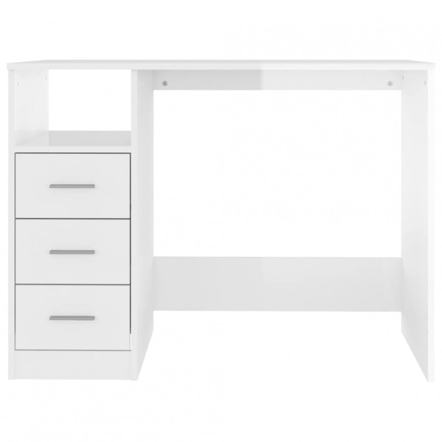 Bureau et tiroirs Blanc brillant 102x50x76 cm 