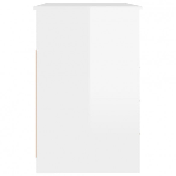 Bureau et tiroirs Blanc brillant 102x50x76 cm Bois d'ingénierie