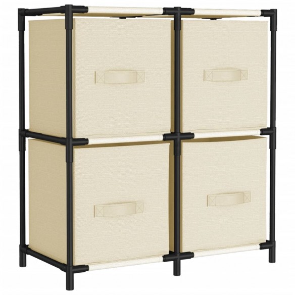 Armoire de rangement 4 paniers en tissu Crème 63x30x71 cm Acier