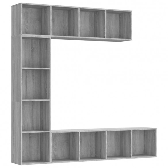 Ensemble bibliothèque/meuble TV 3 pcs Sonoma gris 180x30x180 cm