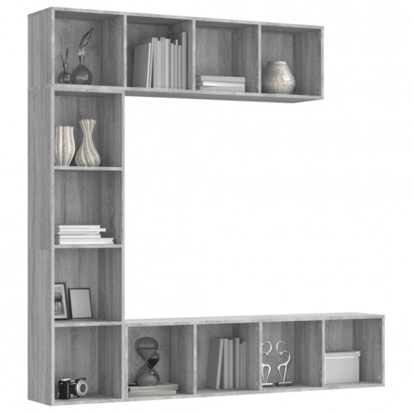 Ensemble bibliothèque/meuble TV 3 pcs Sonoma gris 180x30x180 cm