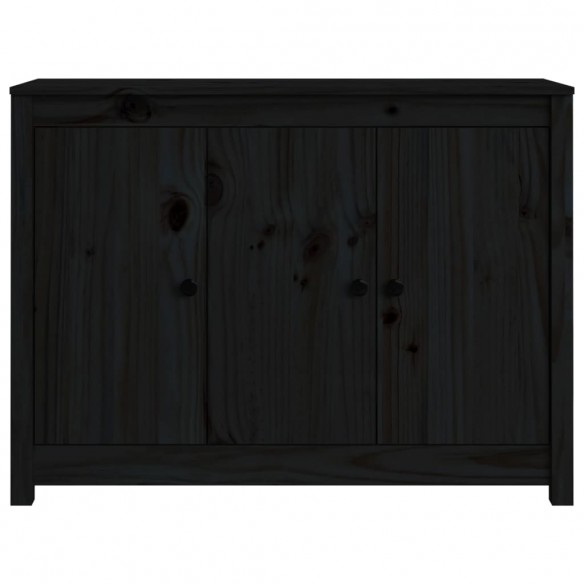 Buffet Noir 100x35x74 cm Bois massif de pin