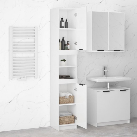 Armoire de salle de bain Blanc brillant 32x34x188,5 cm