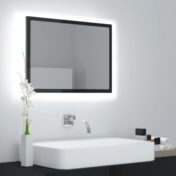 Miroir LED de salle de bain Gris brillant 60x8,5x37cm Acrylique