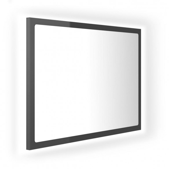 Miroir LED de salle de bain Gris brillant 60x8,5x37cm Acrylique