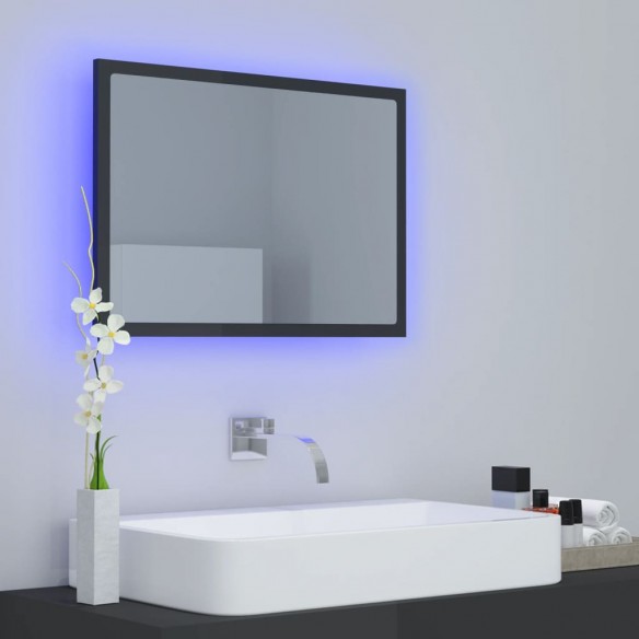 Miroir LED de salle de bain Gris brillant 60x8,5x37cm Acrylique