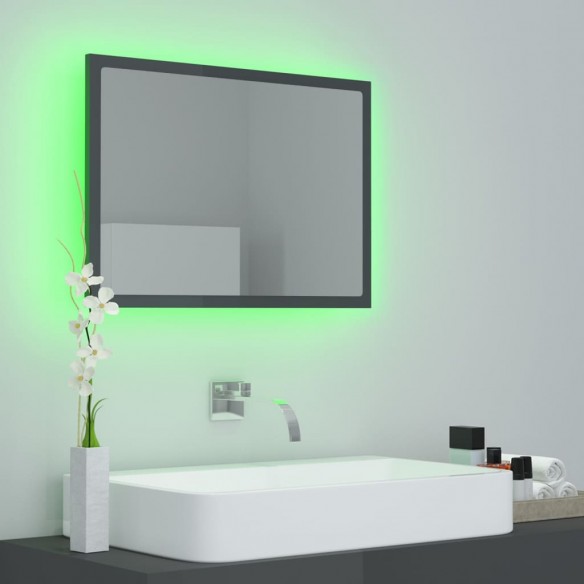 Miroir LED de salle de bain Gris brillant 60x8,5x37cm Acrylique