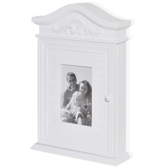 Armoire à clés avec cadre photo Blanc