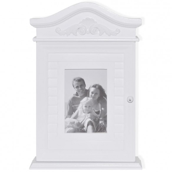 Armoire à clés avec cadre photo Blanc