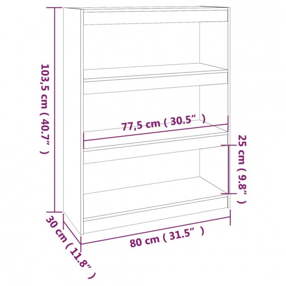 Bibliothèque/Séparateur de pièce Blanc 80x30x103,5cm Pin solide