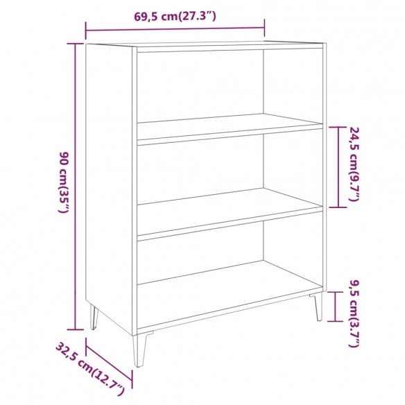 Buffet Chêne sonoma 69,5x32,5x90 cm Bois d'ingénierie