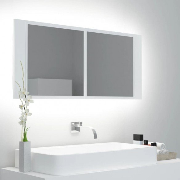 Armoire salle de bain à miroir LED Blanc 100x12x45 cm Acrylique