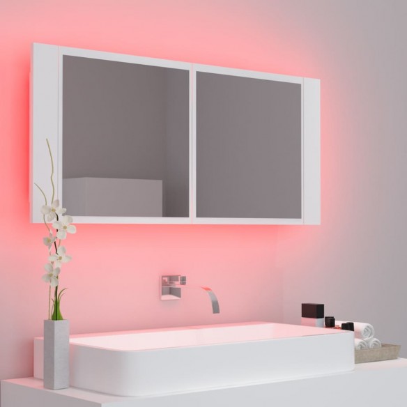 Armoire salle de bain à miroir LED Blanc 100x12x45 cm Acrylique