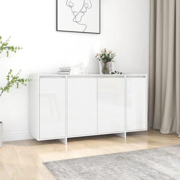 Buffet blanc brillant 135x41x75 cm bois d'ingénierie