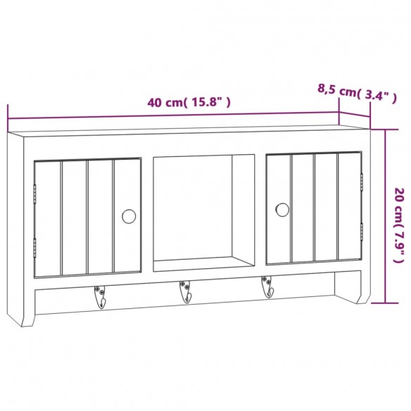 Armoire à clés Blanc 40x8,5x20 cm Bois d'ingénierie et acier