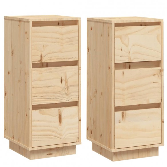 Buffets 2 pcs 32x34x75 cm Bois massif de pin