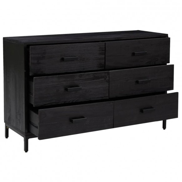 Buffet Noir 110x35x70 cm Bois de pin massif