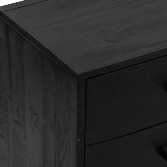 Buffet Noir 110x35x70 cm Bois de pin massif