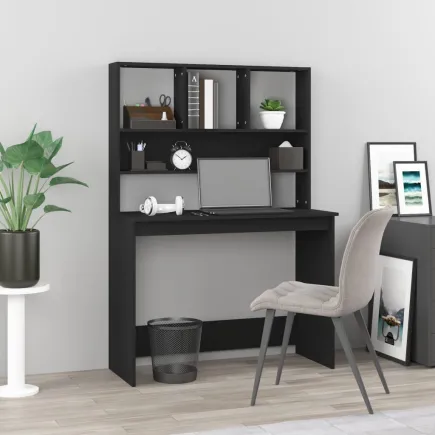 Bureau avec étagères Noir 102x45x148 cm