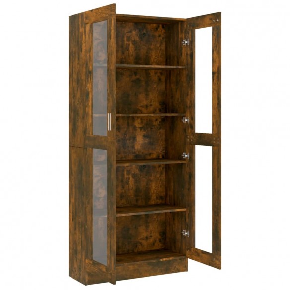 Armoire à vitrine Chêne fumé 82,5x30,5x185,5 cm Bois ingénierie