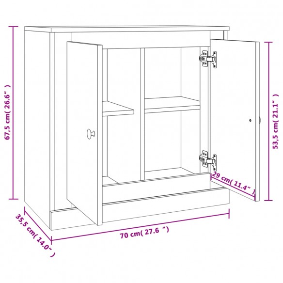 Buffet noir 70x35,5x67,5 cm bois d'ingénierie