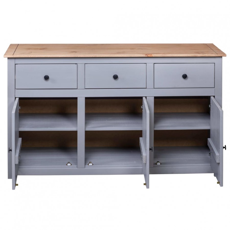 Buffet Gris 135x40x80 cm Pin solide Assortiment Panama