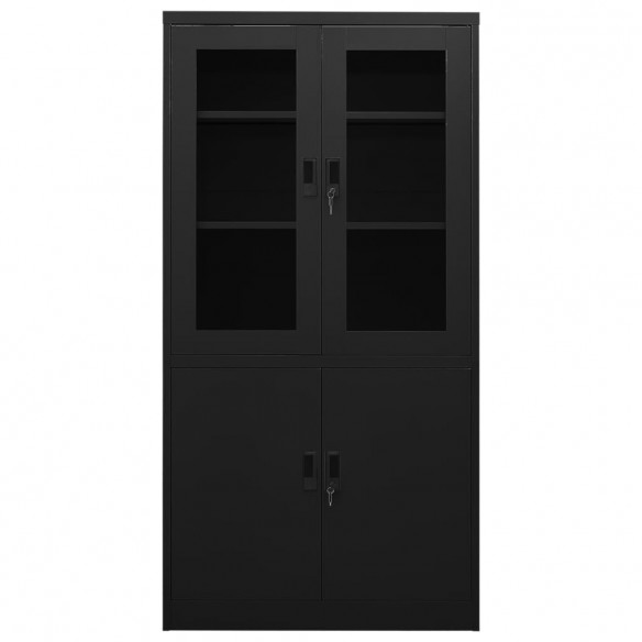 Armoire de bureau Noir 90x40x180 cm Acier