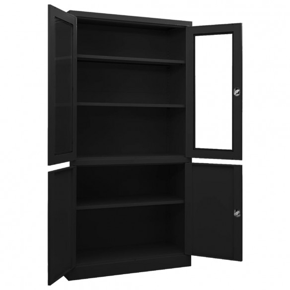 Armoire de bureau Noir 90x40x180 cm Acier