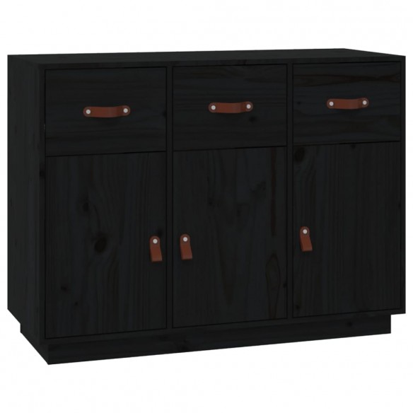 Buffet Noir 100x40x75 cm Bois massif de pin