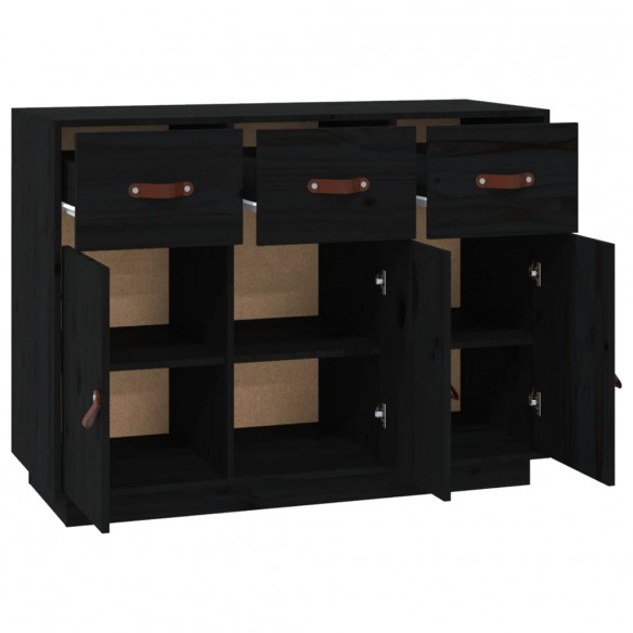 Buffet Noir 100x40x75 cm Bois massif de pin