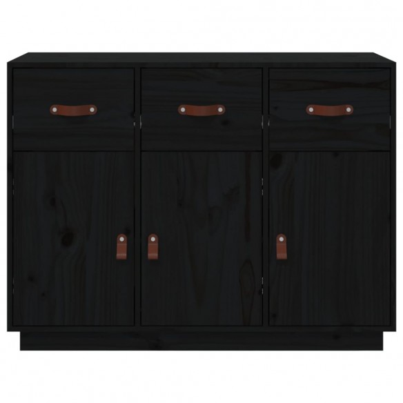 Buffet Noir 100x40x75 cm Bois massif de pin