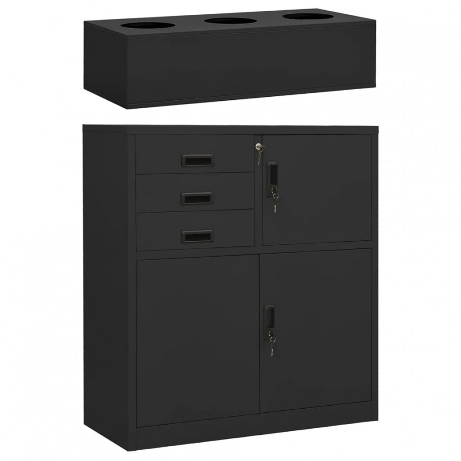 Armoire de bureau et jardinière Anthracite 90x40x125 cm Acier